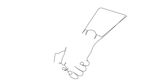 Animated single line drawing of couple holding hands Stock Footage 206045818