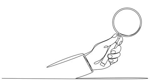 Animated single line drawing of hand holding magnifying glass Stock Footage 270425706
