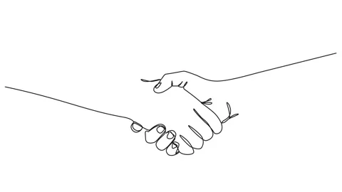 Animated single line drawing of a handshake Stock Footage 306455651