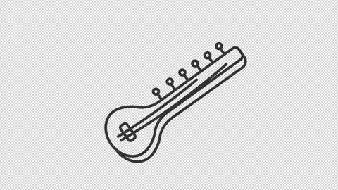 Animated sitar line icon Stock Footage 321855234