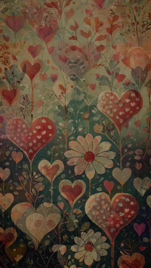 Animated Sixties Heart Wallpaper Background 02 Stock Footage 263350552