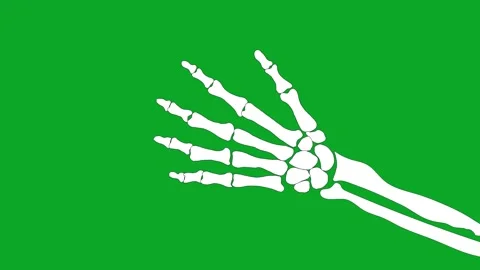 Animated Skeleton Hand AnimationGreen Screen Loop - Hello/Goodbye Gesture VFX Stock Footage 319405357