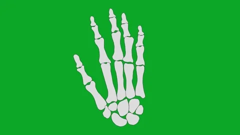 Animated Skeleton Hand Glowing, Blinking Green Screen VFX - Eerie Light Effect Stock Footage 319405379