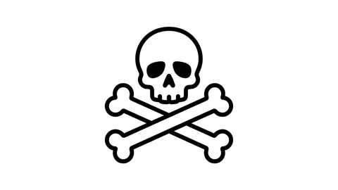 Animated skull and crossbones line art for cybersecurity warning or hazard .. 스톡 동영상 342094764