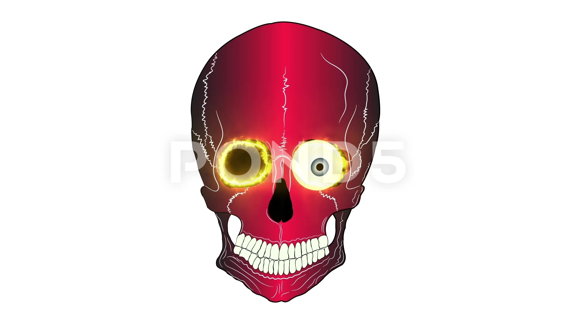 Animated skull with glowing eyes. White ... | Stock Video | Pond5