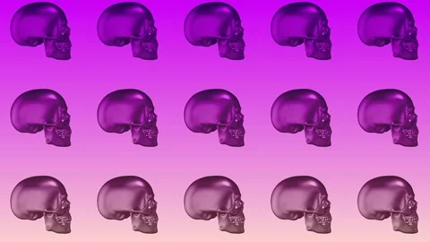 Animated skull pattern, vaporwave style, ideal footage for backgrounds for Video stock 124299199