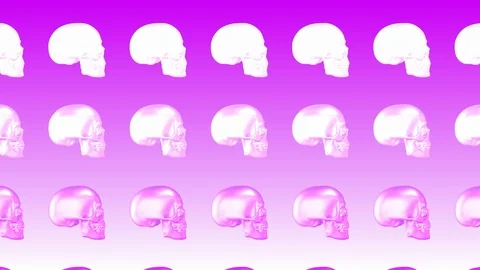 Animated skull pattern, vaporwave style, ideal footage for backgrounds for Stock Footage 124299215