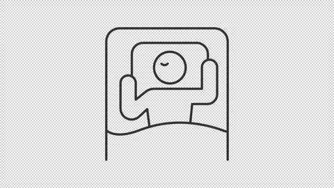 Animated sleeper in cozy bed outline icon Stock Footage 345254150
