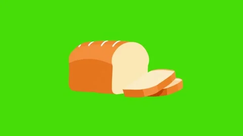 Animated sliced bread icon. flour products. bread icon on a green background Stock Footage 285331414