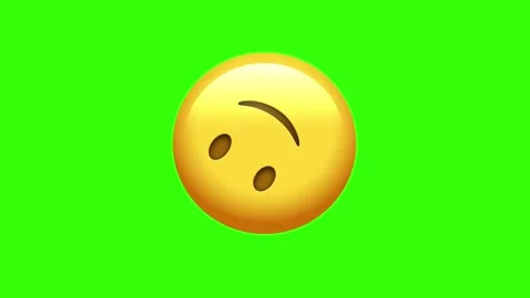 Animated Slightly Smiling Face Emoji Floating on Green Screen Stock Footage 329405809