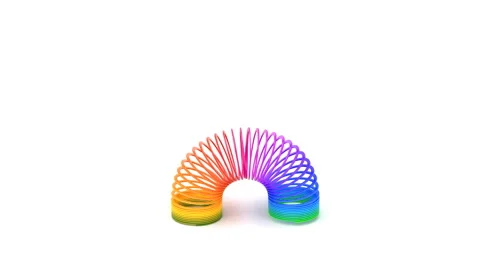Animated slinky rainbow spring toy Stock Footage 295860196
