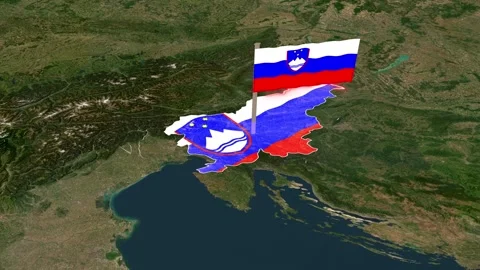 Animated slovenia map outline with flag and glowing border footage Stock Footage 340085683
