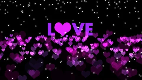 Animated slow moving many red heart and glow particle on black backdrop Stock Footage 81437588