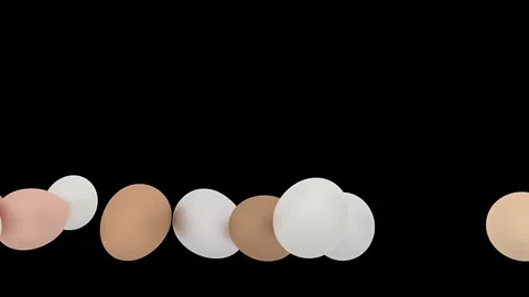 Animated slowly rolling or tumbling from left to right mix of many white and reg Stock Footage 104056862