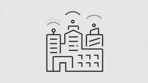 Animated smart buildings icon Stock Footage 288073684