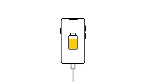 Animated smartphone battery indicator charging from low red to full green s.. Stock Footage 340630398