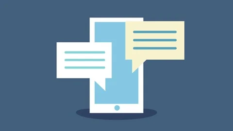 Animated smartphone with chat bubbles appearing on screen, communication an.. Stock Footage 339197632