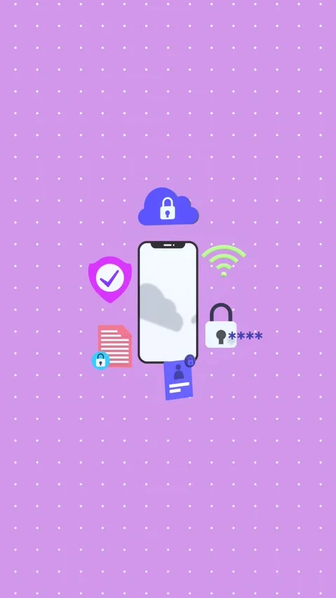 Animated Smartphone With Data Security Icons In Vertical Video Format. Stock Footage 295802288