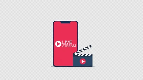 Animated Smartphone Displaying Live Stream with Social Media Icon - Transparent Stock-Footage 346018426
