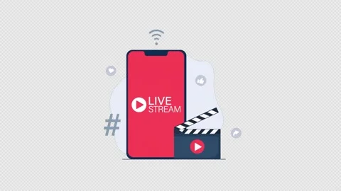 Animated Smartphone Displaying Live Stream with Social Media Icon - Transparent Stock Footage 346018454
