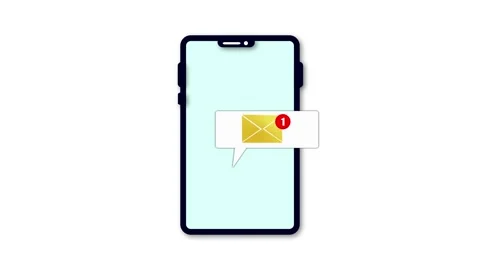 Animated smartphone email message alert with clean design for seamless app .. Stock Footage 313816190