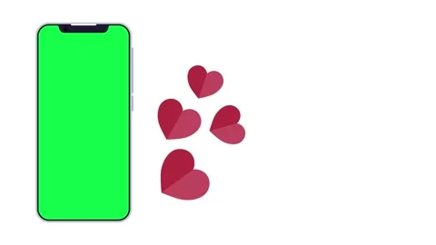 Animated smartphone with a green screen and love icons popping up 스톡 동영상 301782870