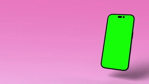 Animated smartphone with green screen display and pink background for mockups Stock Footage 254724965