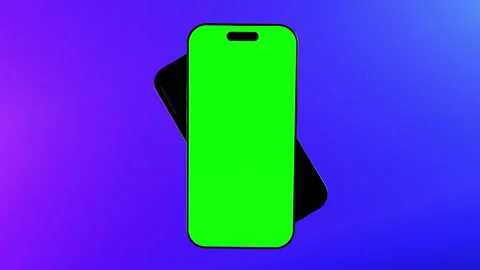 Animated smartphone with green screen in front of colorful background for ads. Stock Footage 255889512