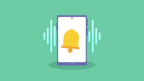 Animated smartphone with ringing bell icon representing mobile notification.. Stock Footage 339214246