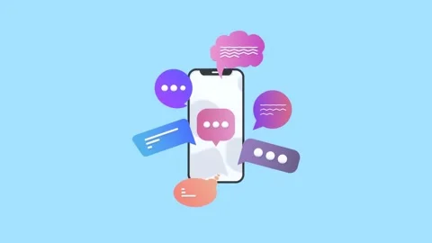 Animated Smartphone with Speech Bubbles Symbolizing Power of Communication. Stock Footage 311118196