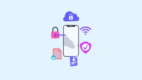 Animated Smartphone Surrounded By Data Security Icons. Stock Footage 295802301