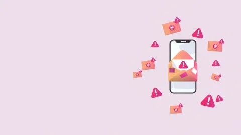 Animated Smartphone Warning Alerts Highlighting Phishing Risks With Copy Space. 動画素材 311374375