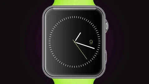 Animated smartwatch spinning through 12 hours in a time lapse and show message f Stock Footage 78596986