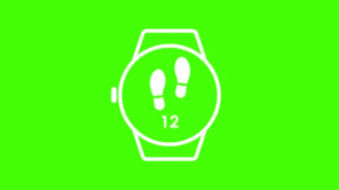 Animated Smartwatch Step Counter White Icon on Green Stock Footage 306586649