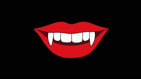Animated smile vampire lips 4K 29 fps Stock Footage 122589037