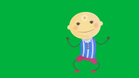 Animated smiling boy standing on green screen perfect for educational Stock Footage 308866926