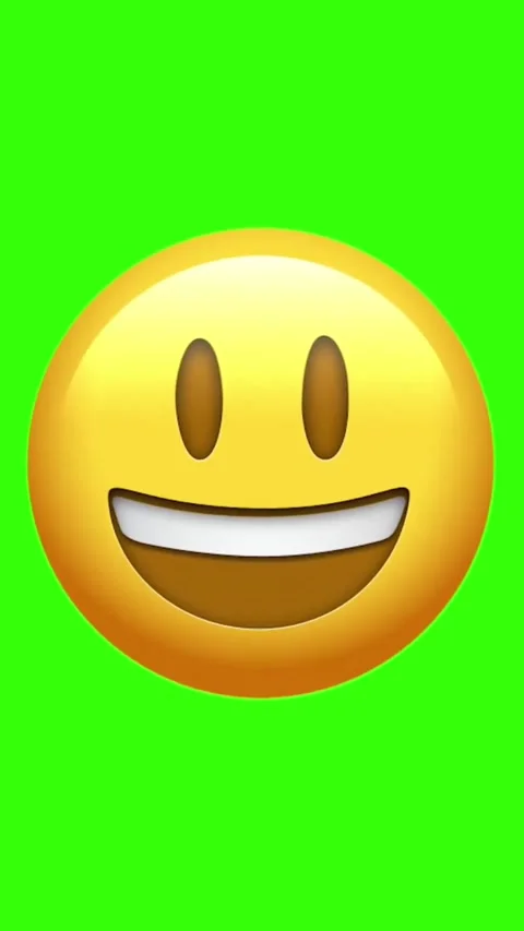 Animated smiling face emoji morphs from neutral expression on green screen Stock Footage 329406021