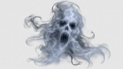 Animated Smoke Ghost Face – Seamless Loop – Transparent Background Stock-Footage 346900905