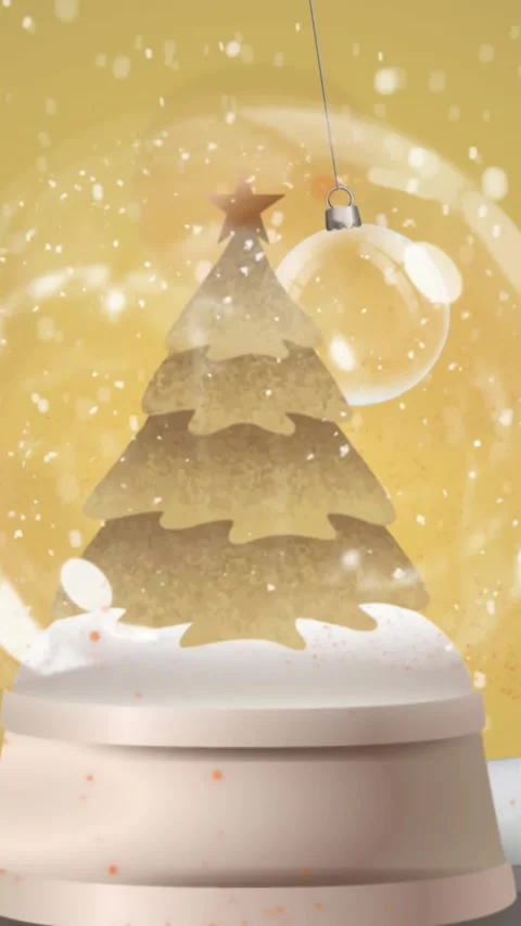 Animated snow globe with shooting star and tree celebrates Christmas tradition. Stock Footage 343714490
