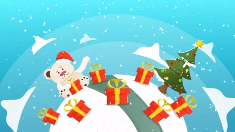 Animated Snow Globe Tour Of 3D Rotating Christmas Scenery Video stock 257647585