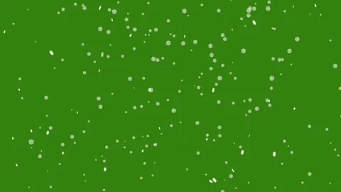 Animated snowflake shower with geometric flakes drifting over green backgro.. Stock Footage 322646972