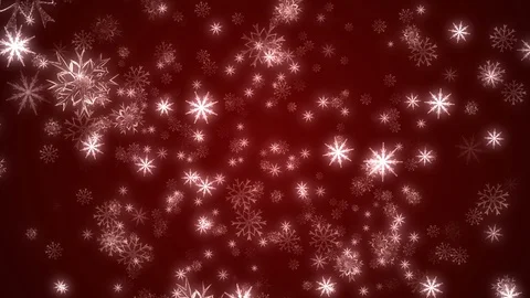 Animated Snowflakes Falling on Red Background Stock Footage 118266366