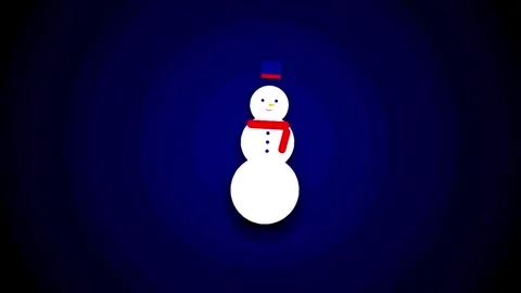 Animated Snowman and Candy Cane with Winter Elements on Dark Blue Background Stock Footage 345320253