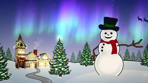 Animated Snowman at North Pole Stock Footage 141539357