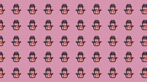 Animated Snowman Pattern - Festive Winter Holiday Background Loop. Stock Footage 325405381