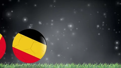 Animated Soccer Balls with Belgian Flag Pattern Bouncing on Grass Stock Footage 339837237