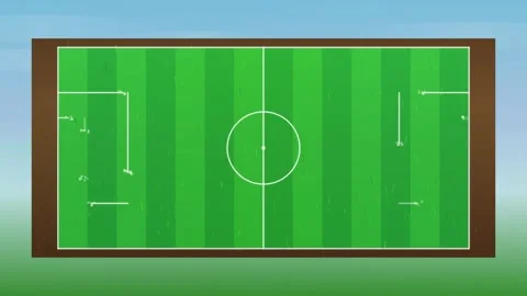 Animated Soccer Field Building Up from Strips of Green Grass Motion Graphics Vídeos de archivo 344232876