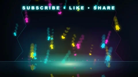 Animated Social Media Interface with Floating Notification Bells and Subscribe Stock Footage 344774020