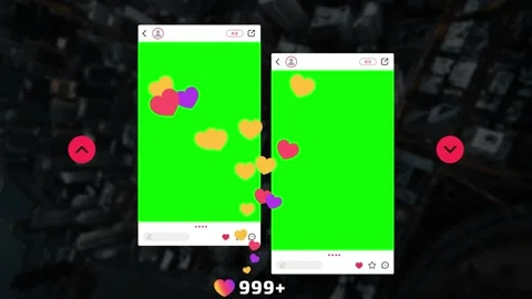 Animated social media interface with floating hearts with trending social Stock Footage 345212664
