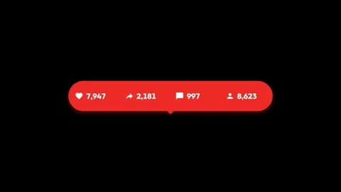 Animated social media notification bar with rising metrics 4K Video stock 336826361